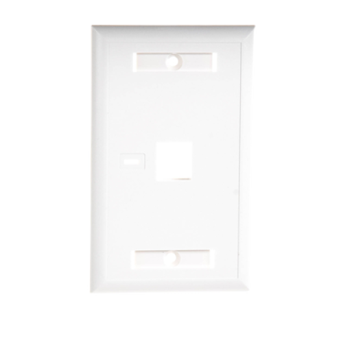 Placa de Pared de 1 Puerto, Keystone, con Espacio para Etiqueta, Color Blanco