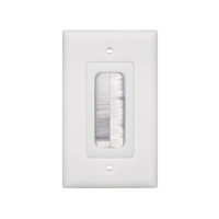 Placa de Pared Pasa Cable, Tipo Cepillo, de 1 Puerto, con Cerdas Antipolvo, Color Blanco