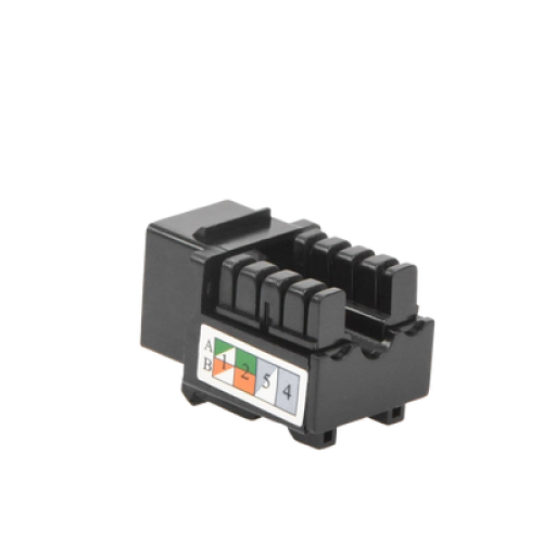 Módulo Jack Keystone Cat5e con Terminación 110 (Punchdown) para Faceplate - Color Negro