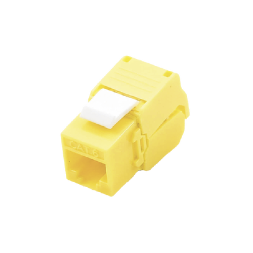 Módulo Jack Keystone Cat6 (Toolless), con Terminación en Ángulo 180 - Color Amarillo, Compatible con Faceplate y Patchpanel Linkedpro