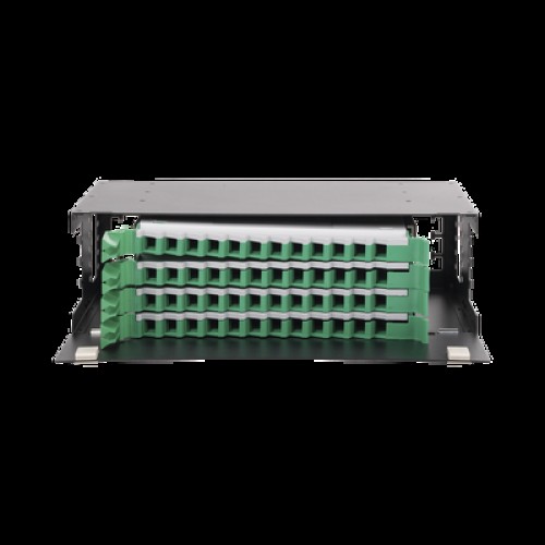 Distribuidor de Fibra Óptica con Bandejas Deslizables, Vacío, 19 Pulgadas (48.26 cm), Acepta 48 Adaptadores LC Duplex o LC Simplex o 48 SC Simplex, 3U