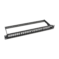 Patch Panel Modular sin Blindaje de 24 Puertos, 1U, con Barra para Organizar Cable Patch Panel Modular sin Blindaje de 24 Puertos, 1U, con Barra para Organizar Cable