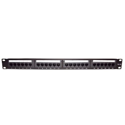Panel de Parcheo de Impacto (110) UTP de 24 Puertos Cat5e, 19 Pulgadas con Barra para Organizar Cable