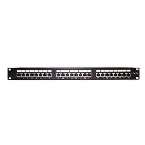 Panel de Parcheo de Impacto Blindado (STP) de 24 Puertos Cat5e, 19 Pulgadas