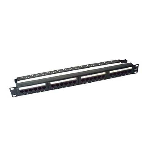 Panel de Parcheo de Impacto (110) UTP de 24 Puertos Cat6, 19 Pulgadas (48.26 cm), con Barra para Organizar Cable