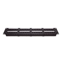 Panel de Parcheo de Impacto (110) UTP de 48 Puertos Cat6, 19 Pulgadas (48.26 cm), 2U, con Barra para Organizar Cable