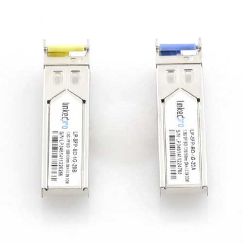 Transceptores Ópticos Bidireccionales SFP (Mini-Gbic) / Monomodo 1310 & 1550 nm / 1.25 Gbps / 1000BASE-BX / Conector LC/UPC Simplex / DDM / Hasta 20 km / 2 Piezas Transceptores Ópticos Bidireccionales SFP (Mini-Gbic) / Monomodo 1310 & 1550 nm / 1.25 Gbps / 1000BASE-BX / Conector LC/UPC Simplex / DDM / Hasta 20 km / 2 Piezas