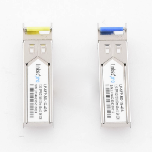 Transceptores Ópticos Bidireccionales SFP (Mini-Gbic) / Monomodo 1310 & 1550 nm / 1.25 Gbps / 1000BASE-BX / Conector LC/UPC Simplex / DDM / Hasta 40 km / 2 Piezas 