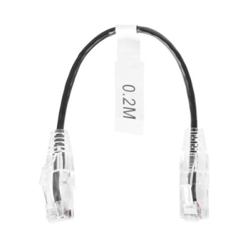 Cable de Parcheo Slim UTP Cat6 - 20 cm (7.87 Pulgadas) Negro Diámetro Reducido (28 AWG)