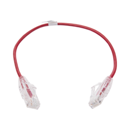 Cable de Parcheo Slim UTP Cat6 - 30 cm (11.81 Pulgadas) Rojo Diámetro Reducido (28 AWG)