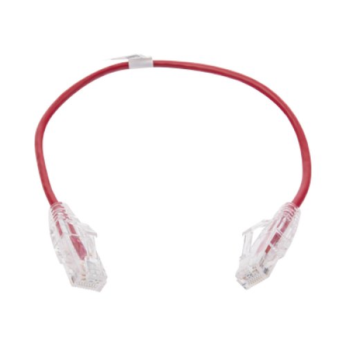 Cable de Parcheo Slim UTP Cat6 - 30 cm (11.81 Pulgadas) Rojo Diámetro Reducido (28 AWG)