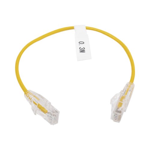 Cable de Parcheo Slim UTP Cat6 - 30 cm (11.81 Pulgadas) Amarillo Diámetro Reducido (28 AWG)