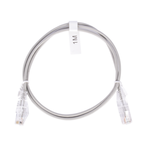 Cable de Parcheo Slim UTP Cat6 - 1 Metro (3.28 Pies), Gris, Diámetro Reducido (28 AWG)