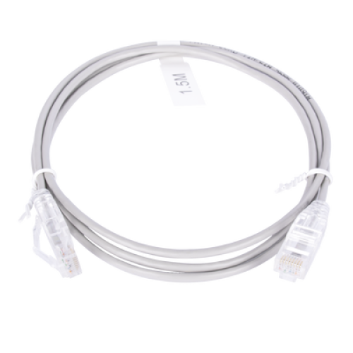 Cable de Parcheo Slim UTP Cat6 - 1.5 Metros (4.92 Pies) Gris Diámetro Reducido (28 AWG)