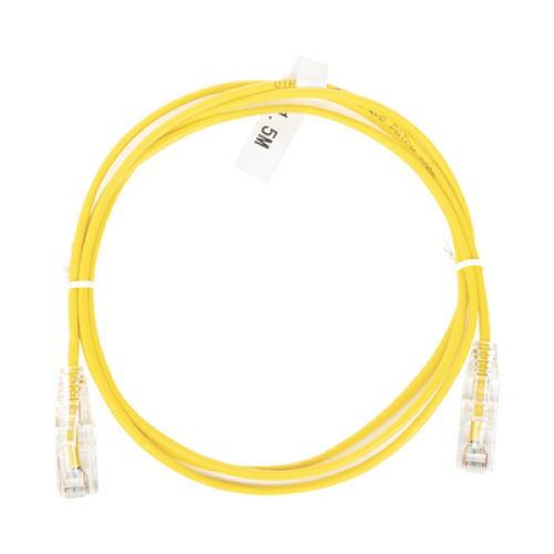 Cable de Parcheo Slim UTP Cat6 - 1.5 Metros (4.92 Pies) Amarillo Diámetro Reducido (28 AWG)