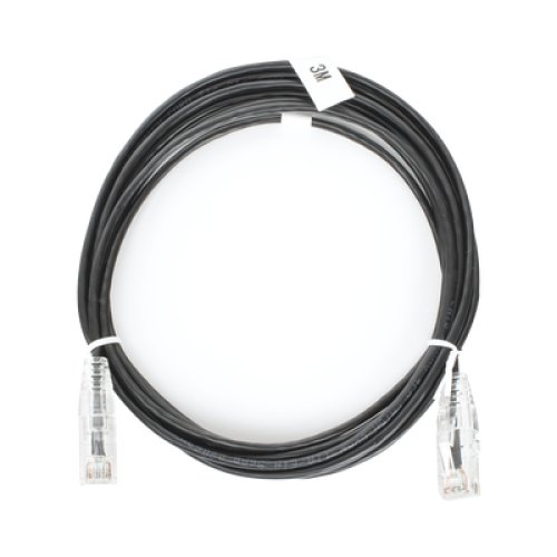 Cable de Parcheo Slim UTP Cat6 - 3 Metros (9.84 Pies) Negro Diámetro Reducido (28 AWG)