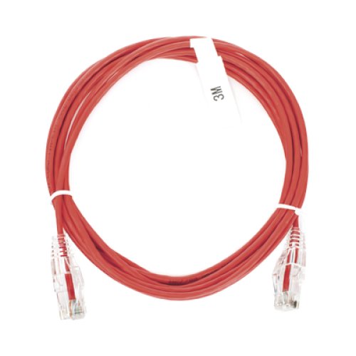 Cable de Parcheo Slim UTP Cat6 - 3 Metros (9.84 Pies) Rojo Diámetro Reducido (28 AWG)