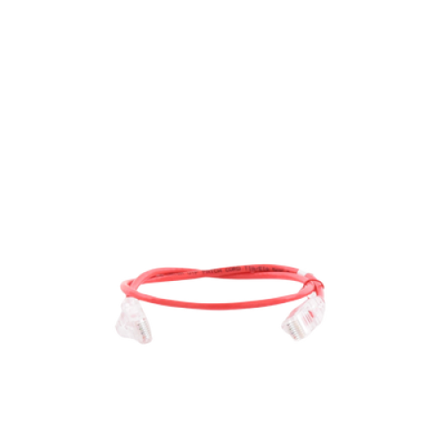 Cable de Parcheo Slim UTP Cat6A - 0.5 Metros (1.64 Pies) Rojo, Diámetro Reducido (28 AWG)