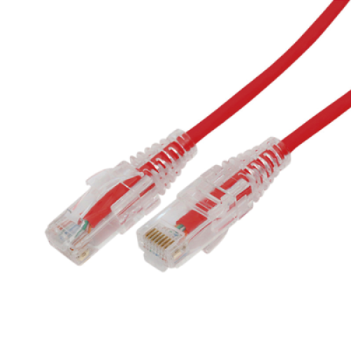 Cable de Parcheo Slim UTP Cat6A - 0.5 Metros (1.64 Pies) Rojo, Diámetro Reducido (28 AWG)