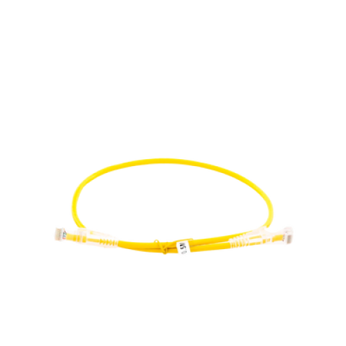 Cable de Parcheo Slim UTP Cat6A - 0.5 Metros (1.64 Pies) Amarillo, Diámetro Reducido (28 AWG)