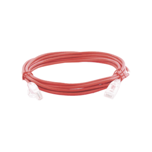 Cable de Parcheo Slim UTP Cat6A - 3 Metros (9.84 Pies) Rojo, Diámetro Reducido (28 AWG)