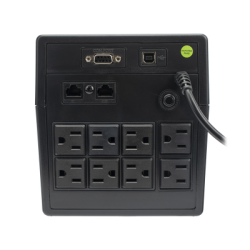 UPS 1000VA/600 W Línea Interactiva 120Vca / 8 tomas 5-15R (6 Respaldadas) / Regulación de Voltaje / Protección RJ45