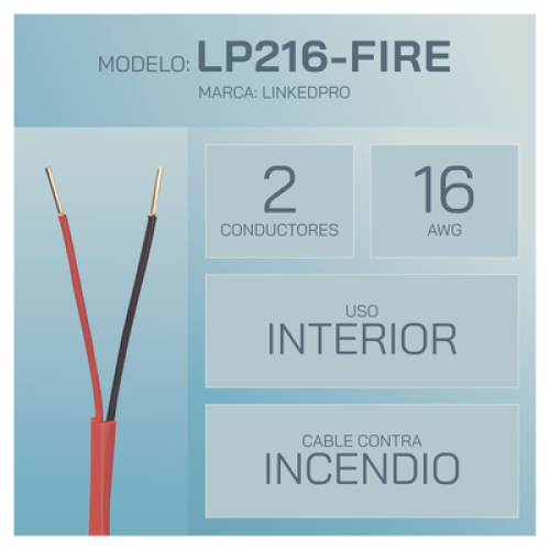 Alambre de Alarma contra Incendios - Bobina de 305 Metros (1000 Pies): 2 x 16 AWG, Rojo, Tipo FPLR, (UL) FT4, Ideal para Sistemas de Detección y Evacuación de Incendios