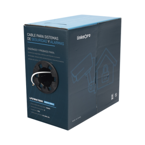 Cable 305 Metros (1000 Pies): 2 x 18 AWG, Color Blanco, CM, Para Sistemas de Seguridad y Alarmas