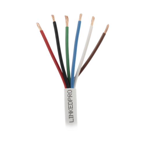 Bobina de Cable 305 Metros (1000 Pies): 6 x 18 AWG, Color Blanco, CMR, Para Sistemas de Seguridad y Alarmas