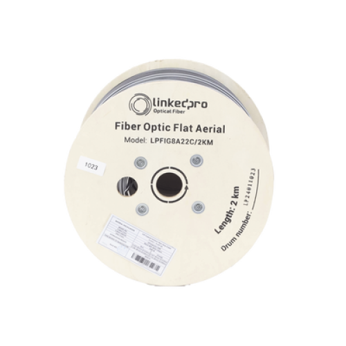 Carrete de 2 Kilómetros (6561.68 Pies) de Fibra Óptica Aérea Mini Figura 8 G.657A2 Tipo Drop Plana, Monomodo de 2 Hilos (Bifibra), Color Negro, (No Soporta Conectores Mecánicos)
