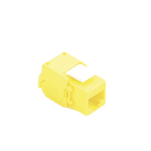 Módulo Jack Keystone Cat6A (Toolless), con Terminación en Ángulo 180 - Color Amarillo, Compatible con Faceplate y Patchpanel Linkedpro