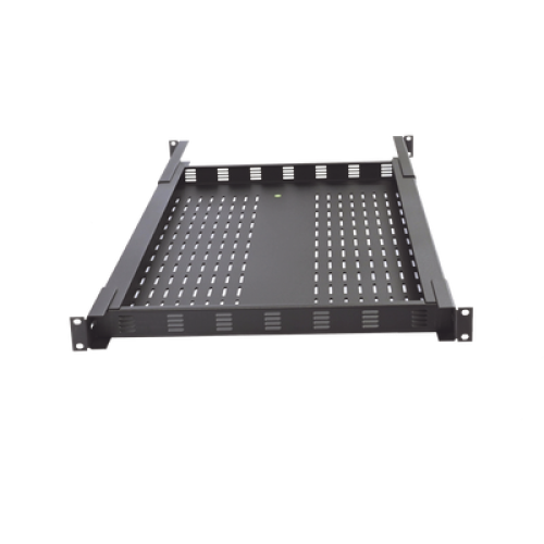 Charola Ventilada para Soportar Equipos en Rack, Profundidad Ajustable de 495 a 965 mm, 1U, Color Negro