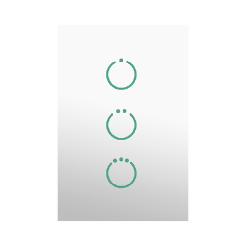 (ZWAVE) Interruptor On/Off panel táctil touch inalámbrico Zwave Plus 3 botones. Compatible con Hubitat HC8, Álula  M2M, otro 