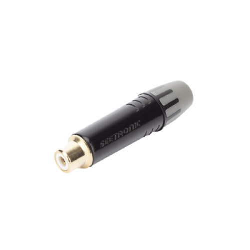 Conector Hembra RCA | Carcasa Enchapada en Negro | Contacto Enchapado en Oro | Cable OD 3.5-6.5mm
