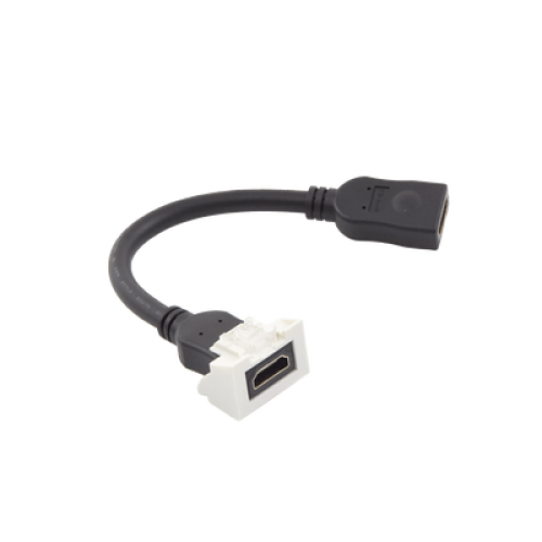 Adaptador HDMI con Pigtail Hembra-Hembra, Para Vídeo 720, 1080p, 4K UHD Compatible con Faceplates MAX Siemon de 2 Salidas, Color Blanco