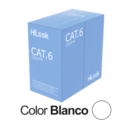 Cable de Red UTP Cat6 / 23 AWG / Cumple ANSI-TIA-568.2-D / RoHS 2.0 / CPR Fca / Longitud 305 Metros (1000 Pies) / PVC Blanco / Resistencia a la Tracción y Compresión / Operación -20°C a 70°C