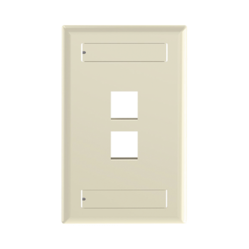 Placa de Pared Vertical, Salida Para 2 Puertos Keystone, Con Espacios Para Etiquetas, Color Marfil