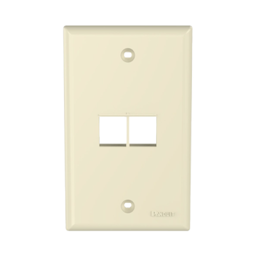 Placa de Pared Vertical, Salida Para 2 Puertos Keystone, Color Marfil