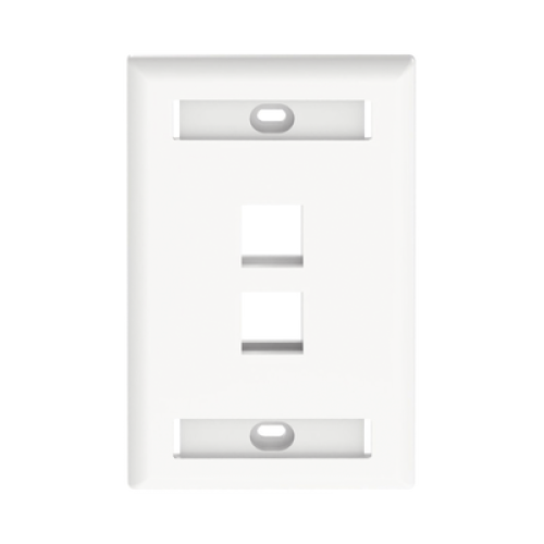Placa de Pared Vertical, Salida Para 2 Puertos Keystone, Con Espacios Para Etiquetas, Color Blanco