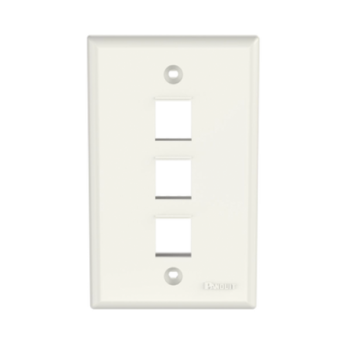 Placa de Pared Vertical, Salida Para 3 Puertos Keystone, Color Blanco Mate
