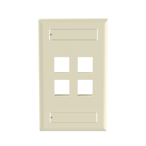 Placa de Pared Vertical, Salida Para 4 Puertos Keystone, Con Espacios Para Etiquetas, Color Marfil