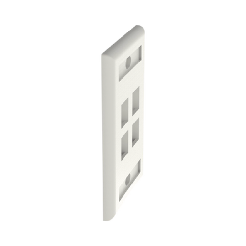 Placa de Pared Vertical, Salida Para 4 Puertos Keystone, Con Espacios Para Etiquetas, Color Blanco Mate