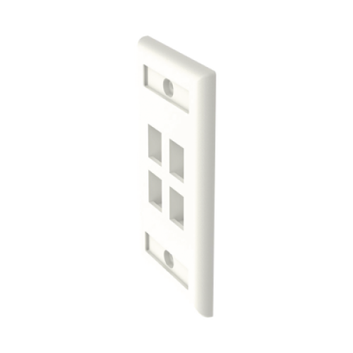 Placa de Pared Vertical, Salida Para 4 Puertos Keystone, Con Espacios Para Etiquetas, Color Blanco Mate