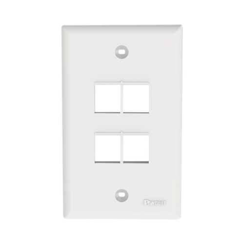 Placa de Pared Vertical, Salida Para 4 Puertos Keystone, Color Blanco