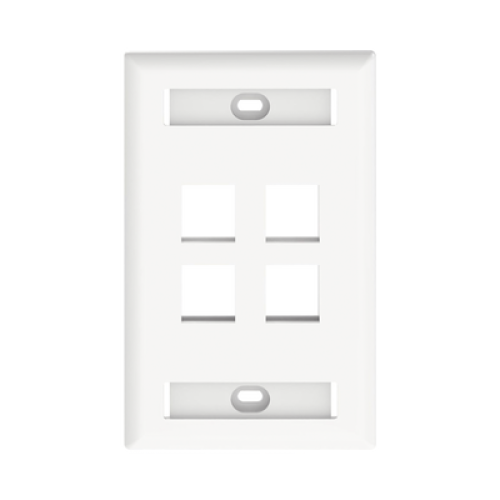 Placa de Pared Vertical, Salida Para 4 Puertos Keystone, Con Espacios Para Etiquetas, Color Blanco