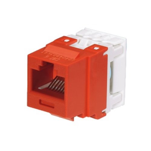 Conector Jack Estilo 110 (de Impacto), Tipo Keystone, Categoría 6, de 8 Posiciones y 8 Cables, Color Rojo