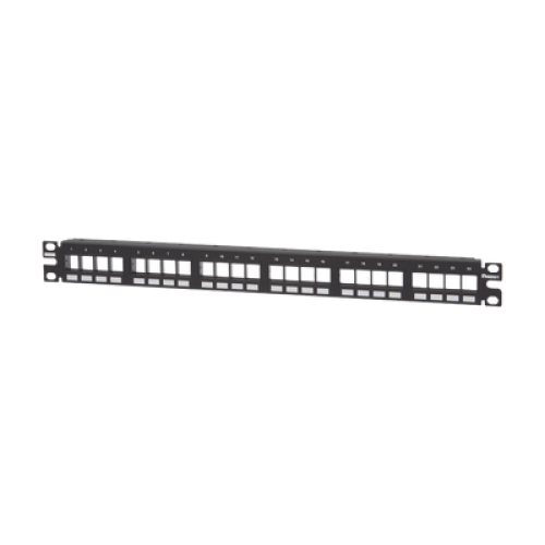 Panel de Parcheo Modular Keystone (Sin Conectores), Numerado y Espacio para Etiquetas, de 24 Puertos, 1UR