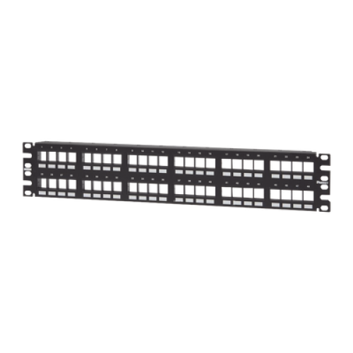 Panel de Parcheo Modular Keystone (Sin Conectores), Numerado y Espacio para Etiquetas, de 48 Puertos, 2UR