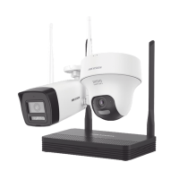 Kit IP Inalámbrico 4 Megapixel / NVS 4 Canales / 1 Cámara Bala Exterior + 1 Cámara Turret Interior con Lente 2.8 mm y Dual Light / Audio Bidireccional (Micrófono y Bocina) / Soporta Micro SD de 512 GB