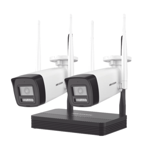 Kit IP Inalámbrico 4 Megapixel / NVS 4 Canales / 2 Cámaras Bala para Exterior con Lente 2.8 mm y Dual Light (30 mts IR + 30 mts Luz Blanca) / Audio Bidireccional (Micrófono y Bocina) / Soporta Micro SD de 512 GB